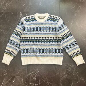 Campus Luxury Line Sweater Mens 100% Orlon Acrylic Vintage 60s Blue Yellow